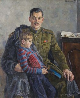 Portrait of Sergei Vladimirovich Mikhalkov with his son