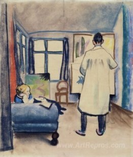 Franz Marc and Maria in the studio