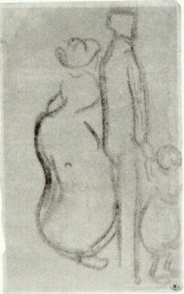 Sketch of a Couple Walking with a Child