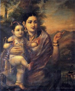 Sri Krishna, as a young child with foster mother Yasoda