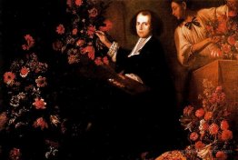 Self-portrait with flowers