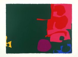 Interlocking Scarlet and Pink in Deep Green