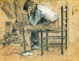 Peasant Sitting by the Fireplace (Worn Out)