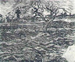 Landscape with Olive Tree and Mountains in the Background