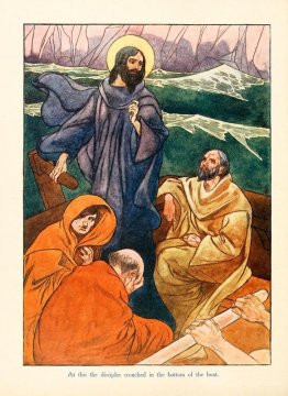 At this the disciples crouched in the bottom of the boat