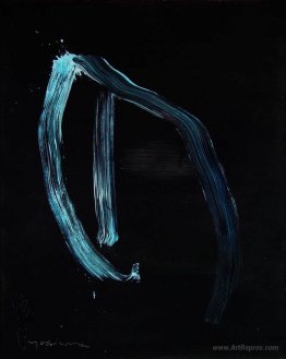 Blue Calligraphic Lines on Dark Blue