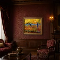 Pollard Willows and Setting Sun — Historic Mansion