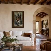 Vase of Hollyhocks — Italian Villa