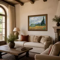 Wheatfield with cypress tree — Italian Villa