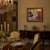 Irises and poppies — Chateau Dining Room
