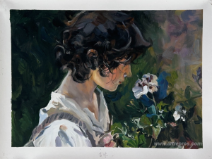 Italian Girl with Flowers