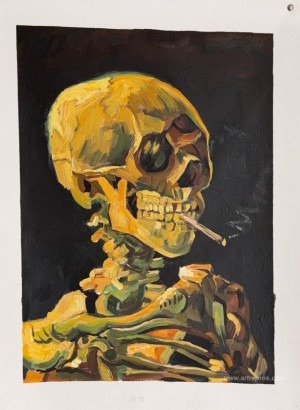 Skull with Burning Cigarette