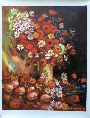 Vase with Poppies, Cornflowers, Peonies and Chrysanthemums 