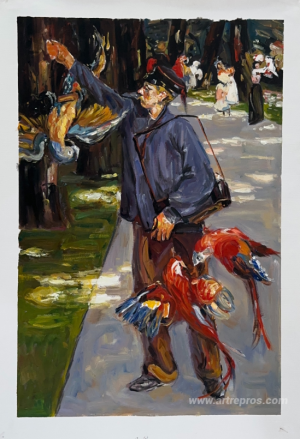 Parrot caretaker in Artis