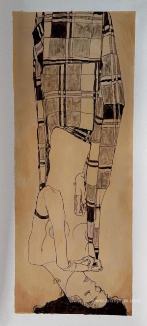 Standing Girl in a Plaid Garment