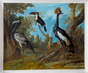 Demoiselle Crane, Toucan, and Tufted Crane