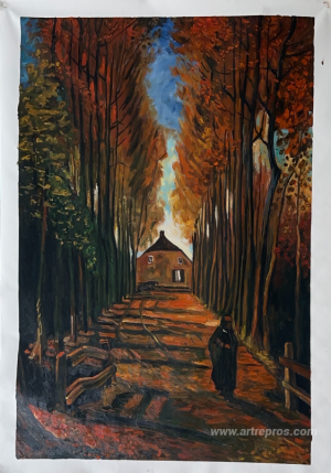 Avenue of Poplars at Sunset 