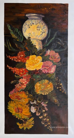 Vase with Asters, Salvia and Other Flowers