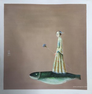 Girl With Blue Flowers