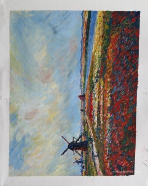 Fields of Flowers and Windmills near Leiden