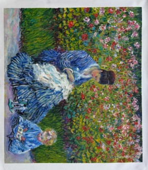 Camille Monet and a Child in the Artist’s Garden in Argenteuil